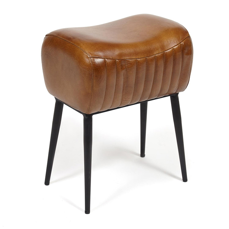 Пуф из кожи буйвола Industrial leather pouf Коричневый Черный в Кирове | Loft Concept 