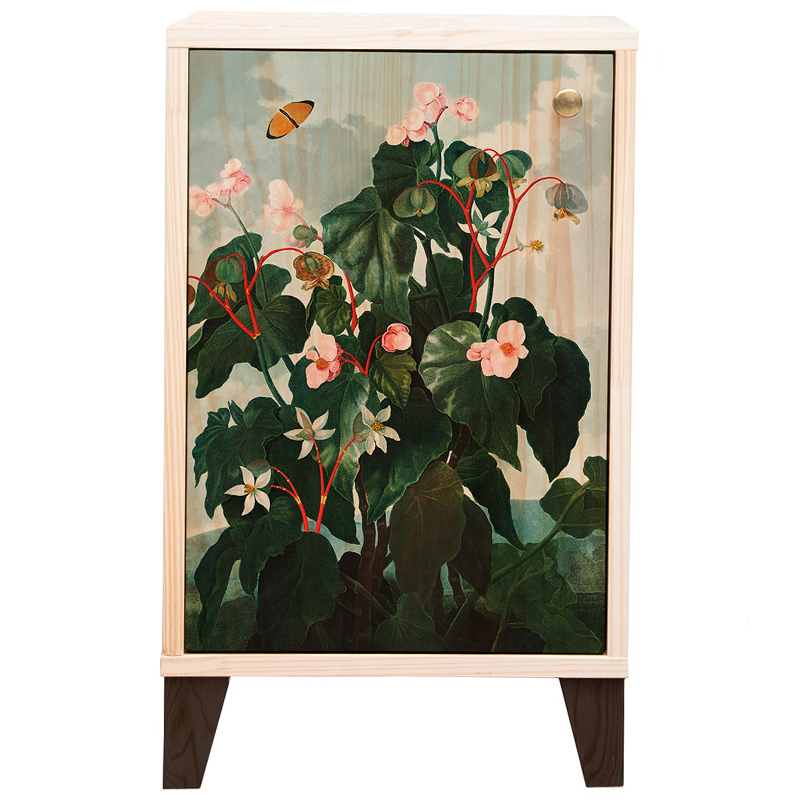 Тумба с цветочным изображением Floral Print Nighstand Natural Бежевый Мульти Зеленый Тумба с цветочным изображением Floral Print Nighstand Natural Бежевый Мульти Зеленый в Кирове | Loft Concept