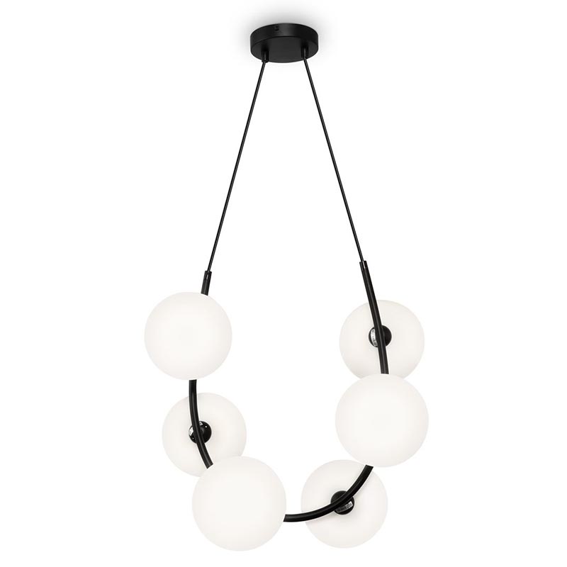 Люстра Marcan 6 Ball Chandelier Black Черный Белый Люстра Marcan 6 Ball Chandelier Black Черный Белый в Кирове | Loft Concept