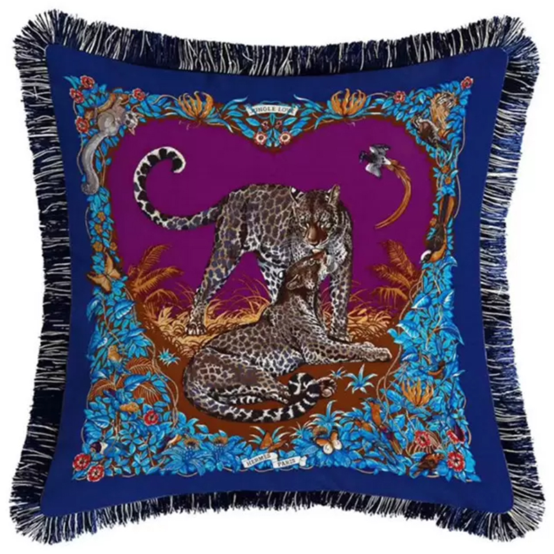 Декоративная подушка Hermes Jungle 59 Мульти Синий Фиолетовый Декоративная подушка Hermes Jungle 59 Мульти Синий Фиолетовый в Кирове | Loft Concept