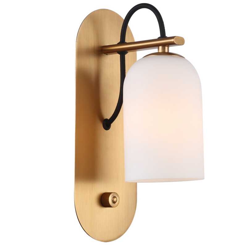 Бра Pyrrhus Sconce Латунь Белое матовое стекло Бра Pyrrhus Sconce Латунь Белое матовое стекло в Кирове | Loft Concept