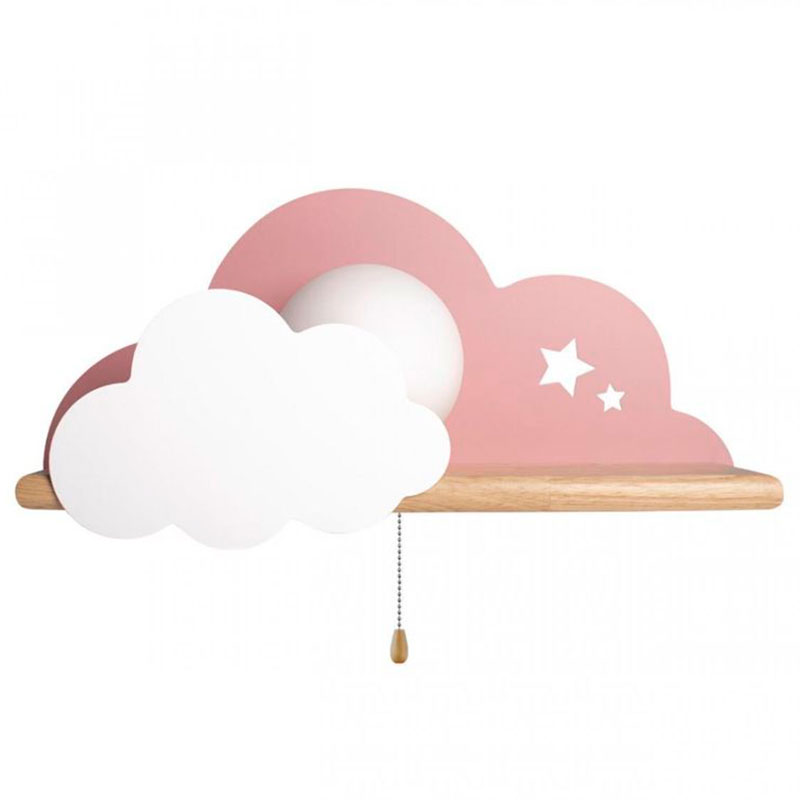Бра с деревянной полкой розовое Облако Wall Lamp Pink Cloud Розовый пастельный Древесина Бра с деревянной полкой розовое Облако Wall Lamp Pink Cloud Розовый пастельный Древесина в Кирове | Loft Concept