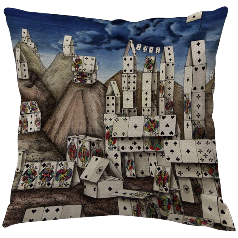 Декоративная подушка Fornasetti City of Cards Синий Серый Мульти в Кирове | Loft Concept 
