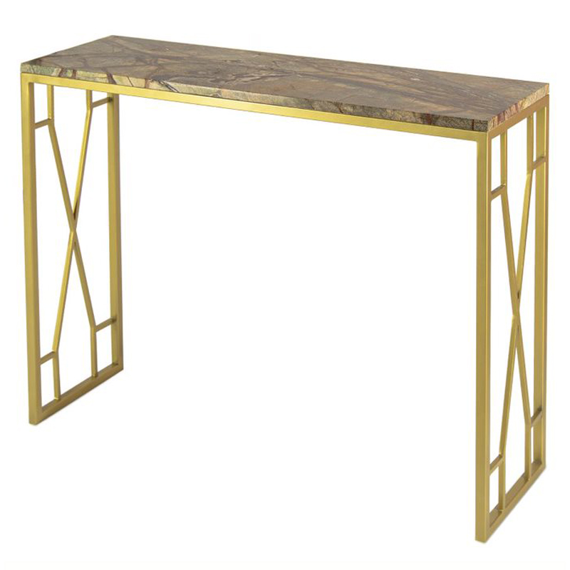 Консоль Rovigo Console коричневый мрамор Коричневый Золотой в Кирове | Loft Concept 
