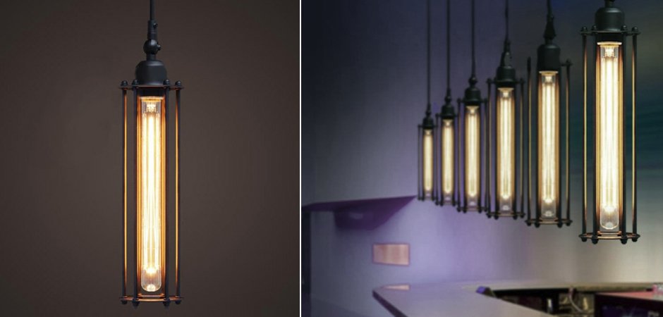 Подвесной светильник Loft Industrial Edison Cage Vetrical Momo Подвесной светильник Loft Industrial Edison Cage Vetrical Momo - Loft-Concept в Кирове