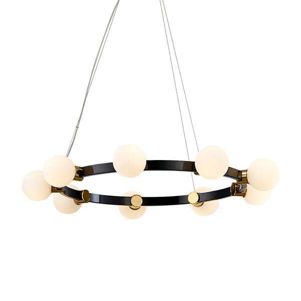 Люстра Hoop Balls Chandelier Черный Белый Люстра Hoop Balls Chandelier Черный Белый в Кирове | Loft Concept