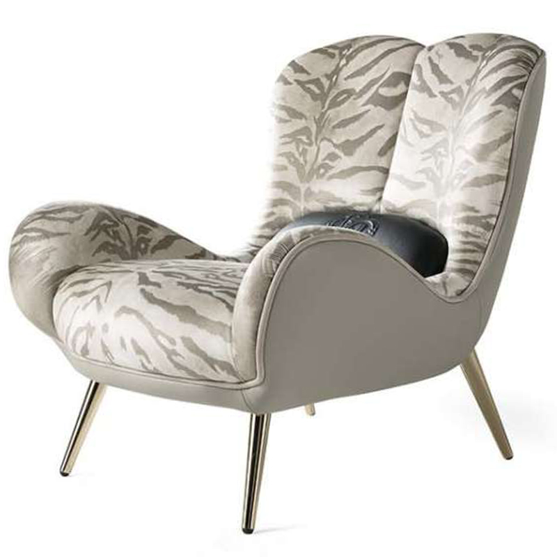 Дизайнерское Кресло Tifnit Armchairs стиль Roberto Cavalli III Серый Бежево-серый Глянцевое золото Дизайнерское Кресло Tifnit Armchairs стиль Roberto Cavalli III Серый Бежево-серый Глянцевое золото в Кирове | Loft Concept