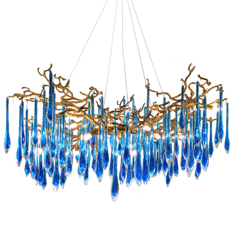 Люстра Blue Fountain Chandelier Золотой Синий Люстра Blue Fountain Chandelier Золотой Синий в Кирове | Loft Concept