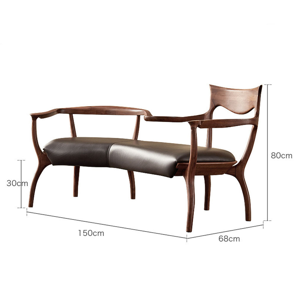 Кушетка с деревянным каркасом и сиденьем из коричневой натуральной кожи Moon Walnut Furniture Кушетка с деревянным каркасом и сиденьем из коричневой натуральной кожи Moon Walnut Furniture в Кирове
