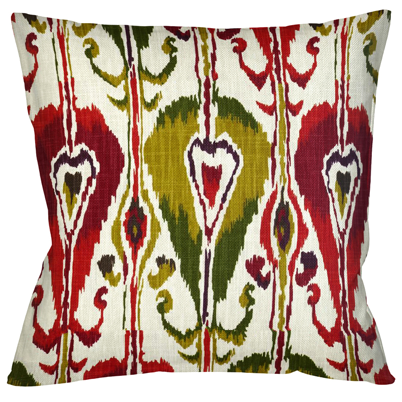 Декоративная подушка Ikat Pattern Красно-белая Мульти Декоративная подушка Ikat Pattern Красно-белая Мульти в Кирове | Loft Concept
