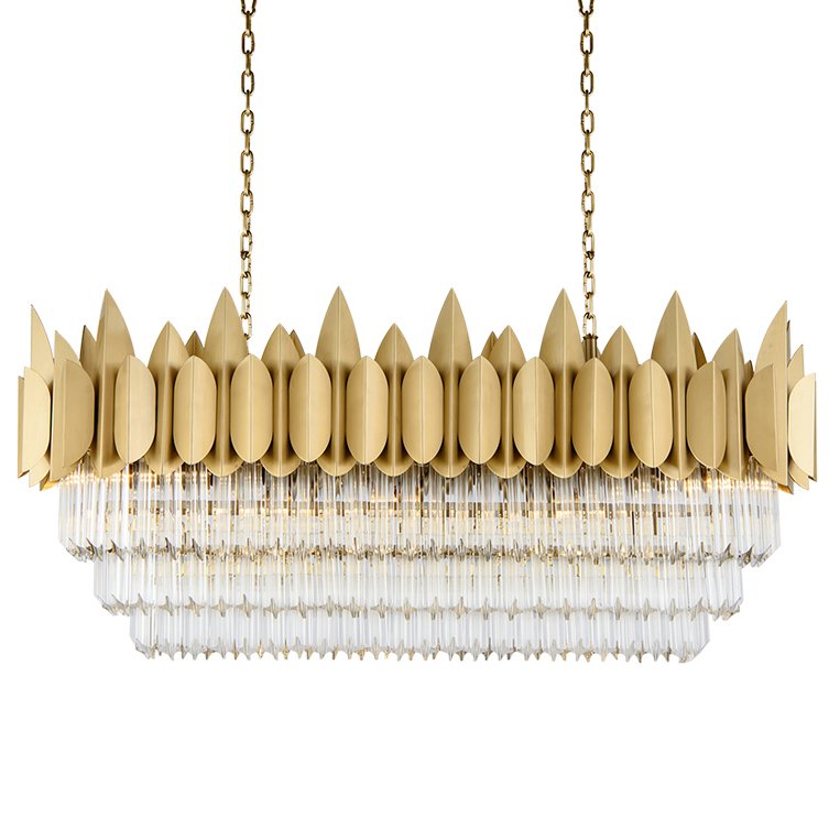 Подвесной светильник KEBO KING CHANDELIER Rectangle Латунь Прозрачное Стекло в Кирове | Loft Concept 