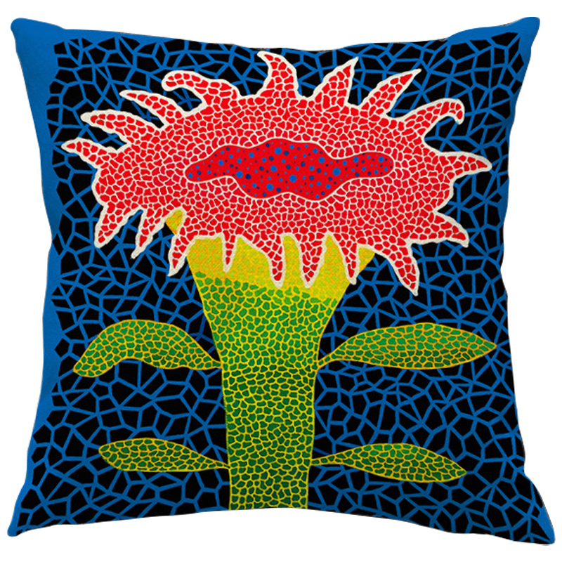 Декоративная подушка Yayoi Kusama Flower Pink Мульти Синий Зеленый Желтый Декоративная подушка Yayoi Kusama Flower Pink Мульти Синий Зеленый Желтый в Кирове | Loft Concept
