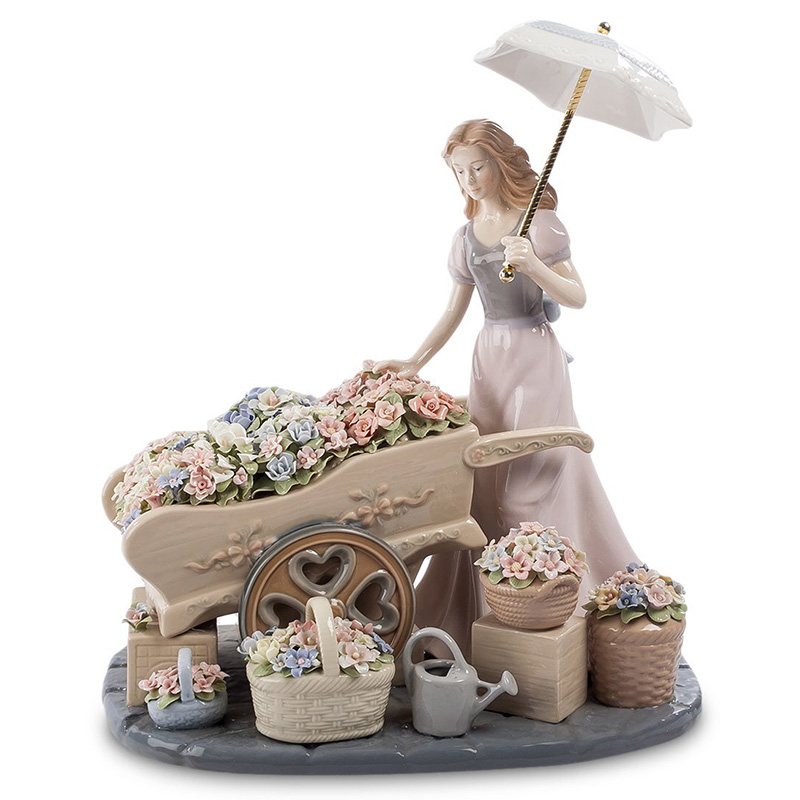 Статуэтка фарфоровая Девушка с цветами Charming Statuette Белый Розовый Серо-голубой Зеленый Бежевый Серый Статуэтка фарфоровая Девушка с цветами Charming Statuette Белый Розовый Серо-голубой Зеленый Бежевый Серый в Кирове | Loft Concept