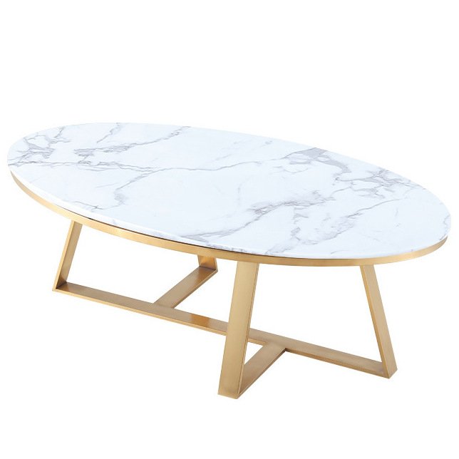 Кофейный стол Marble Oval Table Латунь Белый Кофейный стол Marble Oval Table Латунь Белый в Кирове | Loft Concept
