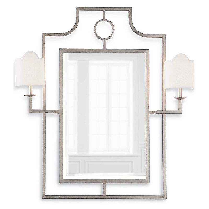 Зеркало с бра Mirror with Sconces Dairile Silver Серебряный Зеркало с бра Mirror with Sconces Dairile Silver Серебряный в Кирове | Loft Concept