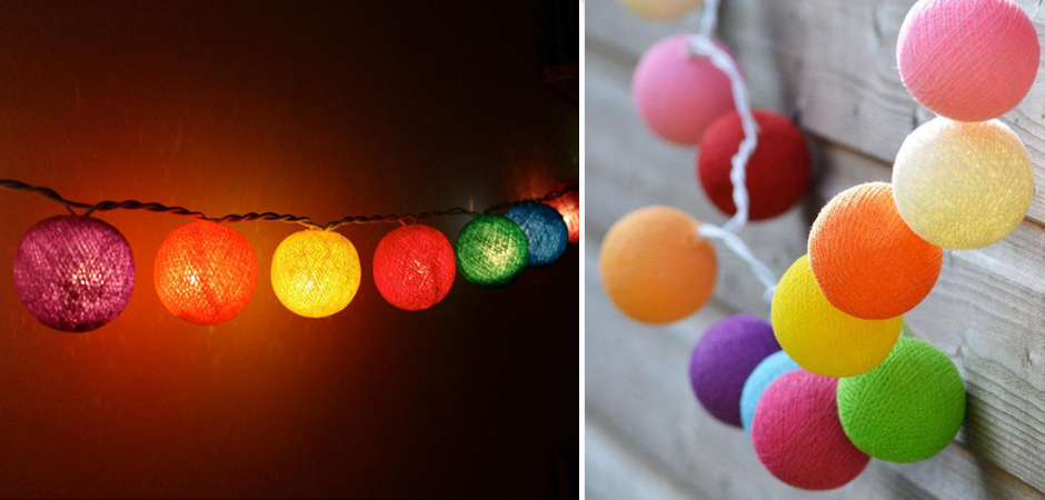 Гирлянда хлопковые фонарики Сotton Ball Rainbow - Loft-Concept в Кирове