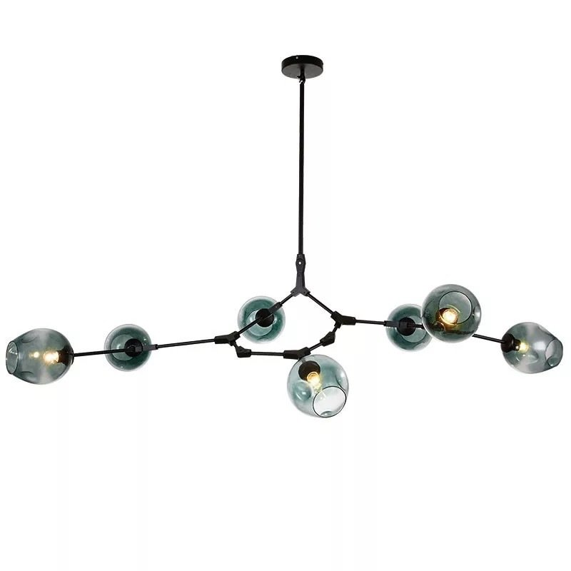 Люстра Сrumpled Glass Bubble Chandelier blue Glass Черный Голубой пастельный Люстра Сrumpled Glass Bubble Chandelier blue Glass Черный Голубой пастельный в Кирове | Loft Concept