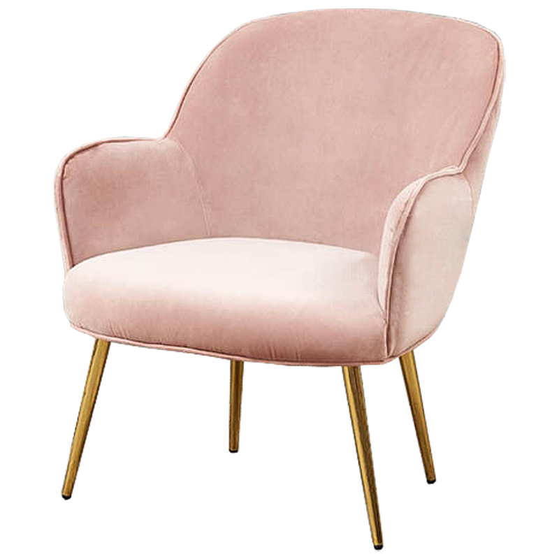 Кресло Waldeck Chair Light pink Розовый пастельный Глянцевое золото в Кирове | Loft Concept 