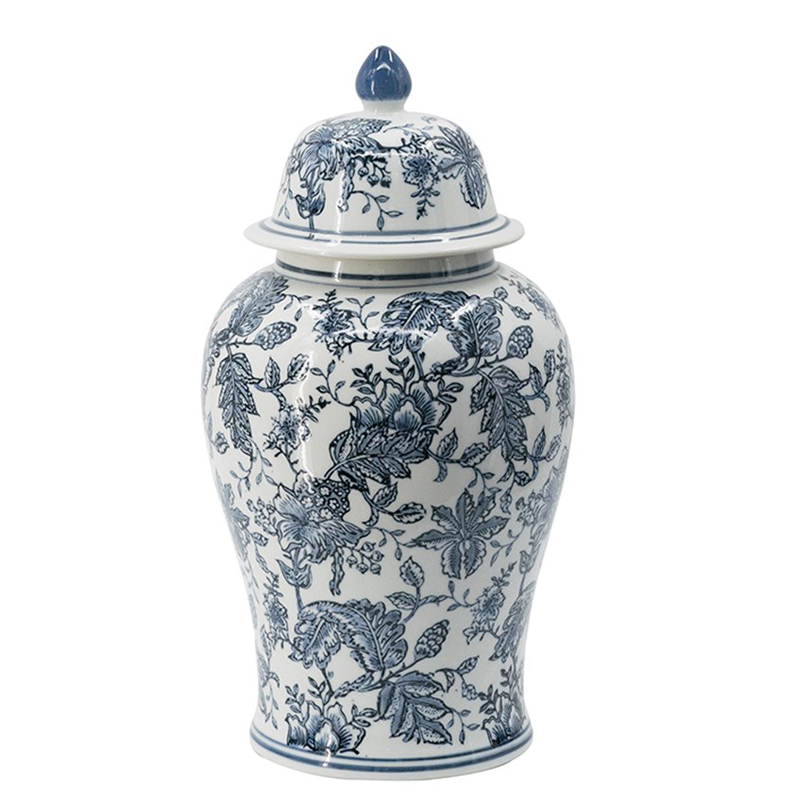 Ваза с крышкой Oriental Ornament Vases Белый Синий в Кирове | Loft Concept 