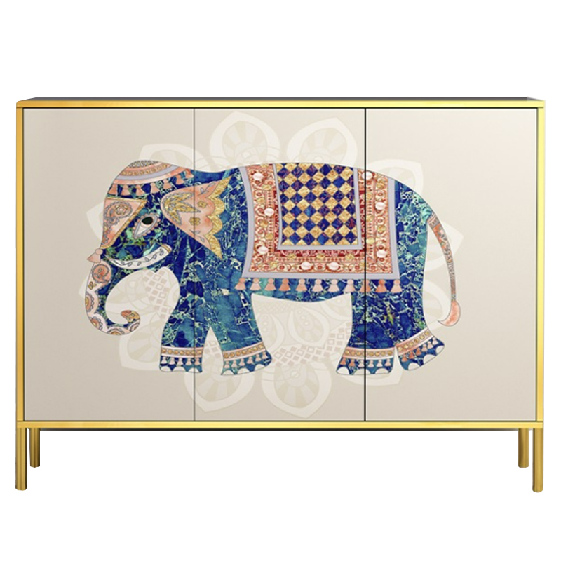 Комод с орнаментом Индийский Слон ivory ( слоновая кость ) Синий Латунь Комод с орнаментом Индийский Слон ivory ( слоновая кость ) Синий Латунь в Кирове | Loft Concept