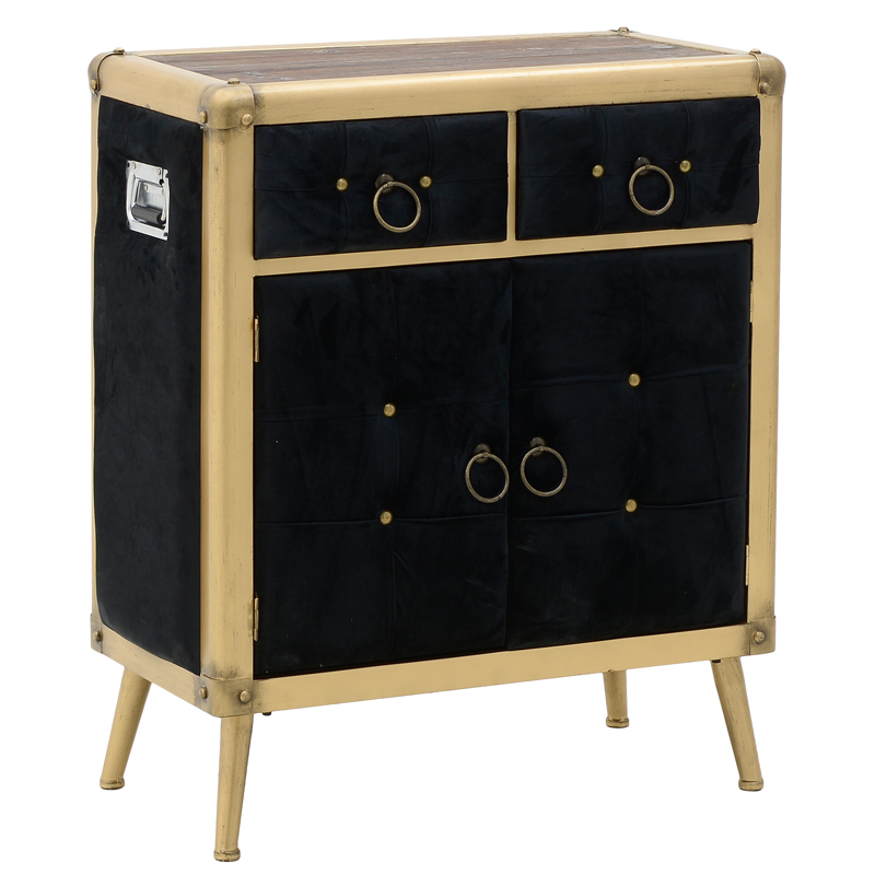 Комод с текстильной обивкой Jokum Chest of Drawers Черный Черный Золотой Комод с текстильной обивкой Jokum Chest of Drawers Черный Черный Золотой в Кирове | Loft Concept