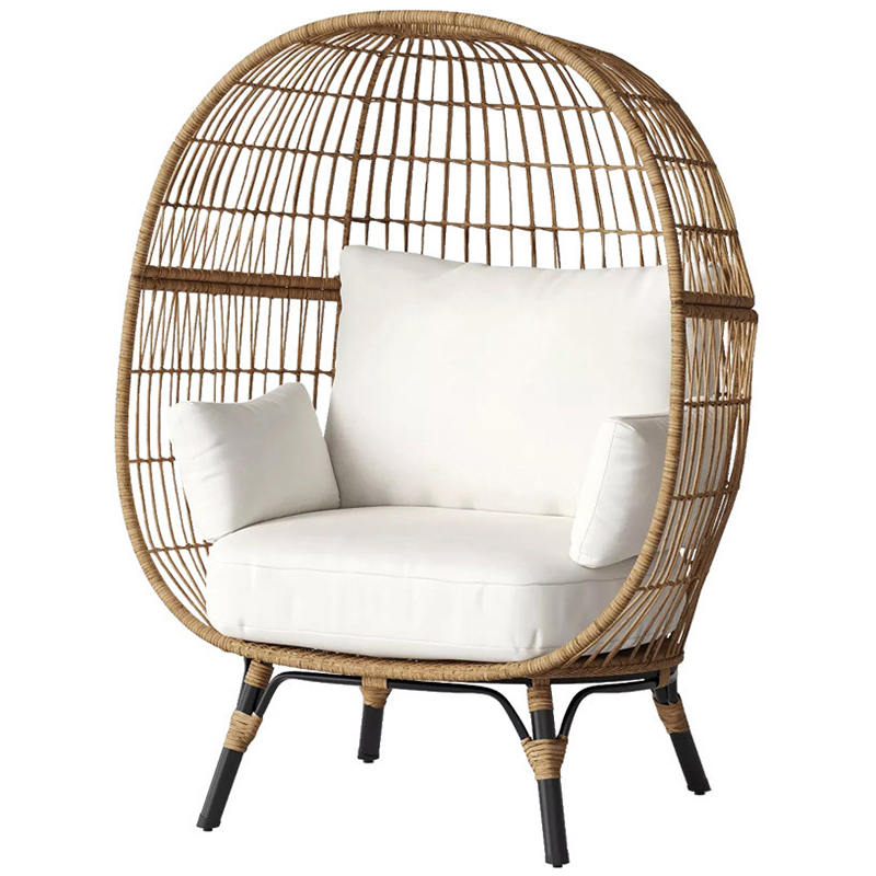 Плетеное кресло Myah Wicker Armchair Бежевый Древесина Черный Плетеное кресло Myah Wicker Armchair Бежевый Древесина Черный в Кирове | Loft Concept