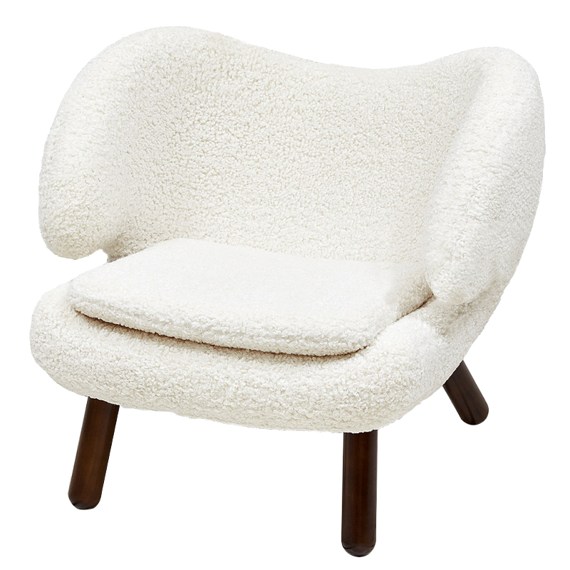 Кресло из белой ткани букле с ножками из массива ясеня Boucle Caldwell White Armchair Белый Коричневый Кресло из белой ткани букле с ножками из массива ясеня Boucle Caldwell White Armchair Белый Коричневый в Кирове | Loft Concept