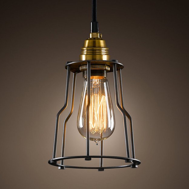 Подвесной светильник Loft Industrial Cage Filament Pendant Бронза Черный Подвесной светильник Loft Industrial Cage Filament Pendant Бронза Черный в Кирове | Loft Concept
