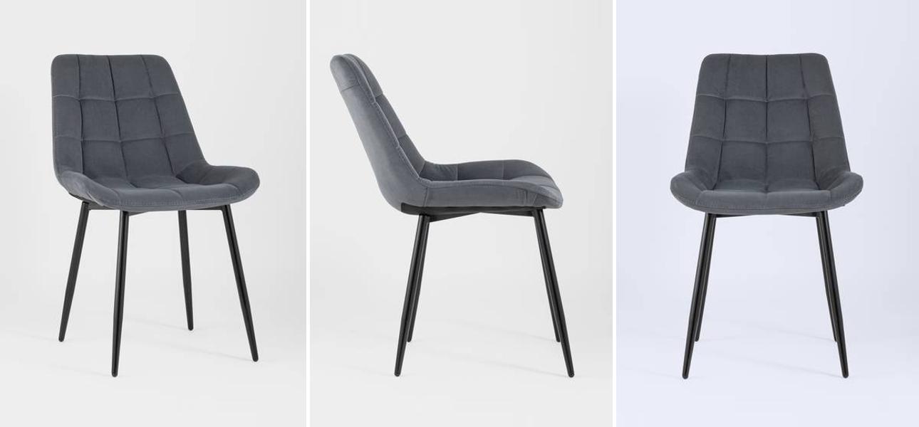 Стул NANCY Chair Темно-Серый Цвет Черные Ножки - фото