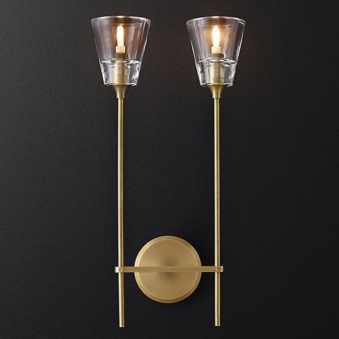 Бра RH Torche De Verre Double wall lamp Латунь Бра RH Torche De Verre Double wall lamp Латунь в Кирове | Loft Concept