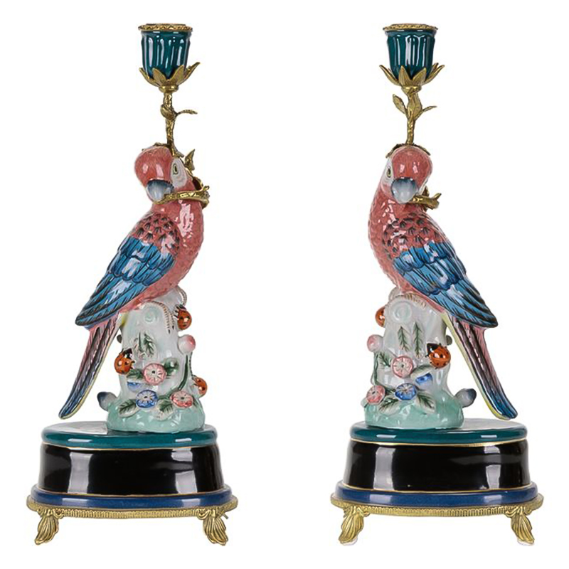Подсвечник Red Blue Parrot Candlestick L or R Бронза Красный Синий Подсвечник Red Blue Parrot Candlestick L or R Бронза Красный Синий в Кирове | Loft Concept