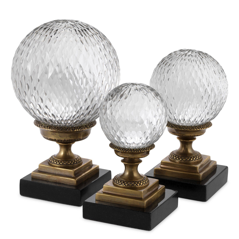 Аксессуары Eichholtz Object Divani set of 3 Черный Прозрачный Винтажная латунь Аксессуары Eichholtz Object Divani set of 3 Черный Прозрачный Винтажная латунь в Кирове | Loft Concept