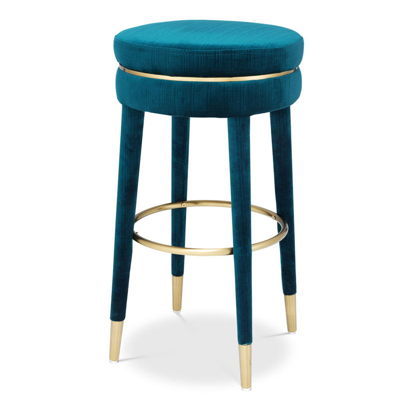 Барный стул Eichholtz Bar Stool Parisian blue Бирюзовый Латунь Барный стул Eichholtz Bar Stool Parisian blue Бирюзовый Латунь в Кирове | Loft Concept