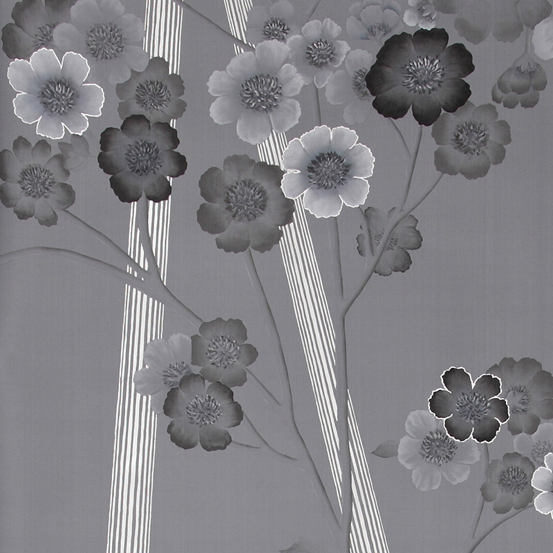 Обои ручная роспись Anemones in Light Dusk on Gun Metal dyed sik Обои ручная роспись Anemones in Light Dusk on Gun Metal dyed sik в Кирове | Loft Concept