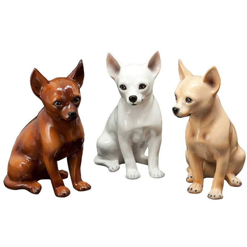 Набор статуэток Abhika CHIHUAHUA SET Коричневый Белый Бежевый Набор статуэток Abhika CHIHUAHUA SET Коричневый Белый Бежевый в Кирове | Loft Concept
