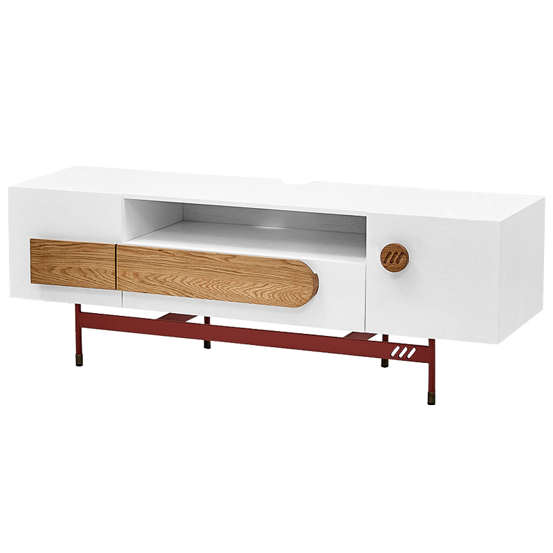 ТВ-тумба White and Wood Minimalism Белый Древесина Бургундский красный ТВ-тумба White and Wood Minimalism Белый Древесина Бургундский красный в Кирове | Loft Concept
