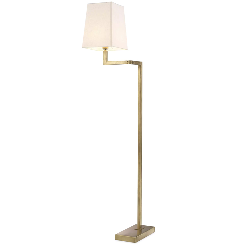 Торшер Eichholtz Floor Lamp Cambell Brass Латунь Винтажная латунь Белый Торшер Eichholtz Floor Lamp Cambell Brass Латунь Винтажная латунь Белый в Кирове | Loft Concept