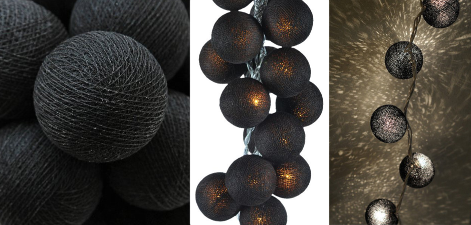 Гирлянда хлопковые фонарики Сotton Ball Ice Black - Loft-Concept в Кирове