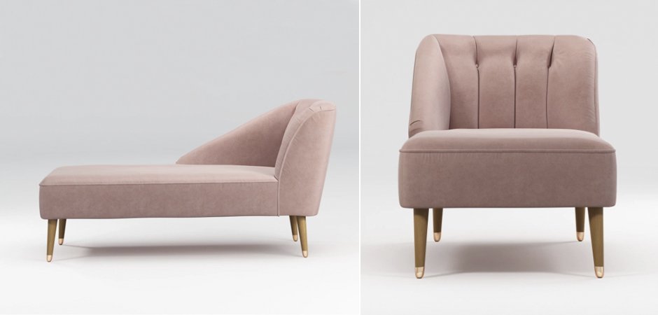 Кушетка Chaise Longue, Pink Cotton Velvet Кушетка Chaise Longue, Pink Cotton Velvet - Loft-Concept в Кирове