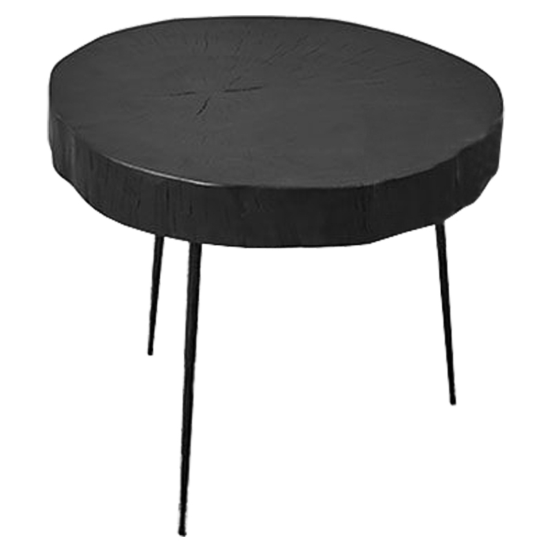 Приставной стол Saw Cut Black Wood Side Table Черный в Кирове | Loft Concept 