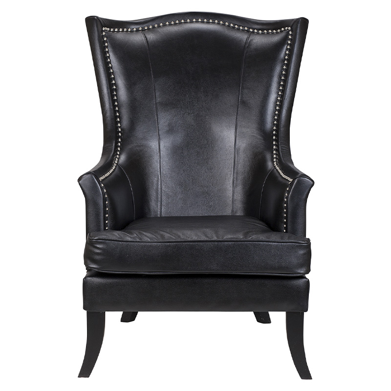 Кресло из натуральной кожи на 4-х деревянных ножках из массива бука Daniel Leather Armchair black Черный Кресло из натуральной кожи на 4-х деревянных ножках из массива бука Daniel Leather Armchair black Черный в Кирове | Loft Concept