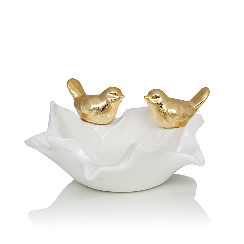 Блюдо Decorative Dish Birds Белый Глянцевое золото Блюдо Decorative Dish Birds Белый Глянцевое золото в Кирове | Loft Concept