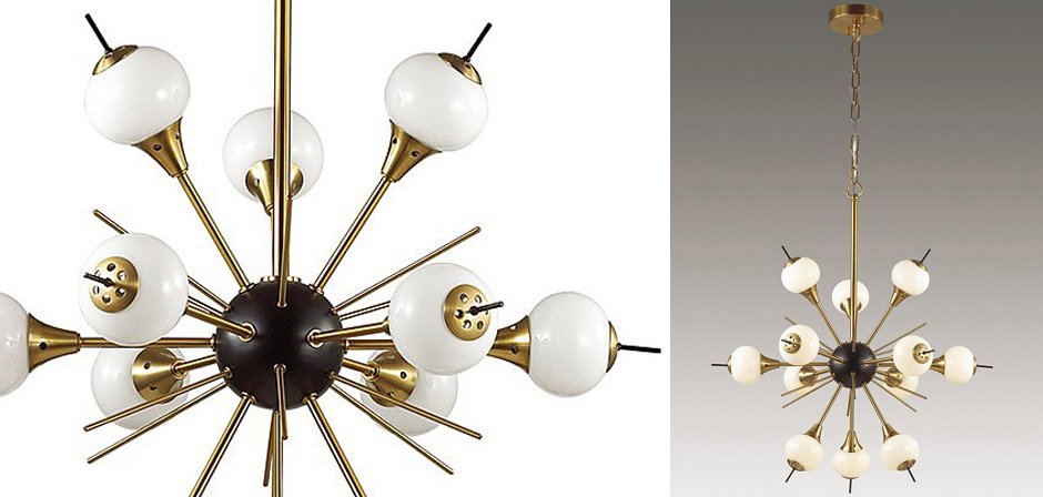 White Glass Globes Sputnik Chandelier White Glass Globes Sputnik Chandelier - Loft-Concept в Кирове