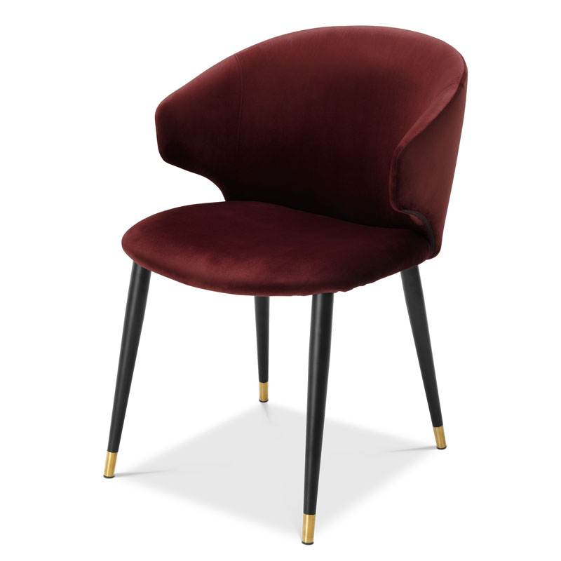 Стул Eichholtz DINING CHAIR VOLANTE burgundy Бургундский красный Черный Золотой Стул Eichholtz DINING CHAIR VOLANTE burgundy Бургундский красный Черный Золотой в Кирове | Loft Concept