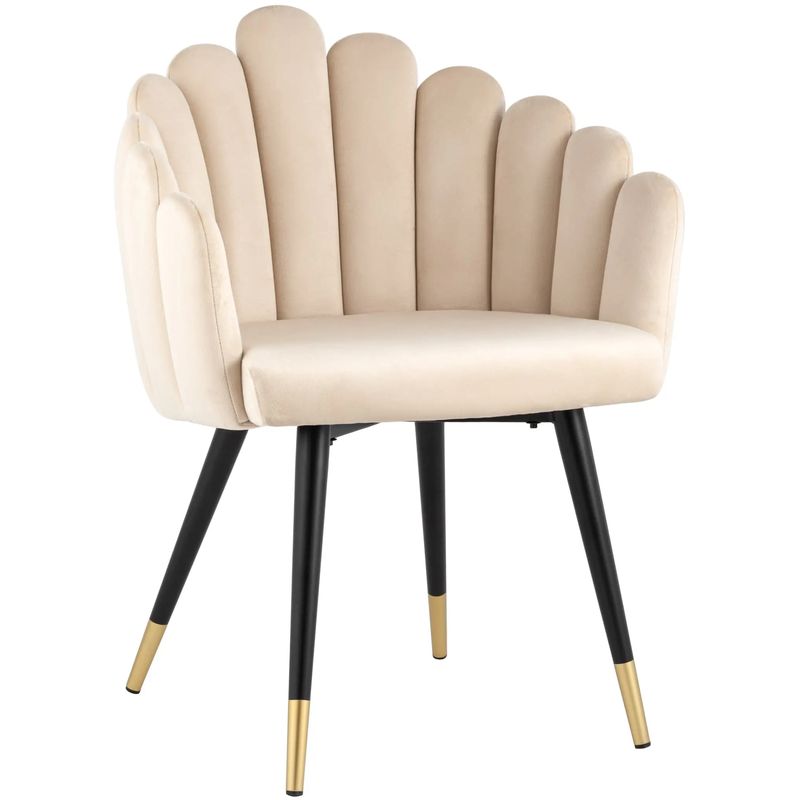 Стул Camellia Chair Бежевый Велюр Бежевый Черный Стул Camellia Chair Бежевый Велюр Бежевый Черный в Кирове | Loft Concept