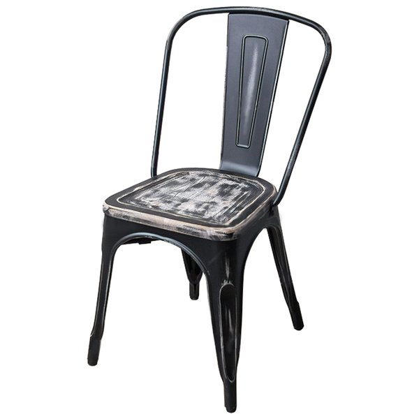 Кухонный стул Tolix Chair Vintage Wood Винтажный черный Кухонный стул Tolix Chair Vintage Wood Винтажный черный в Кирове | Loft Concept