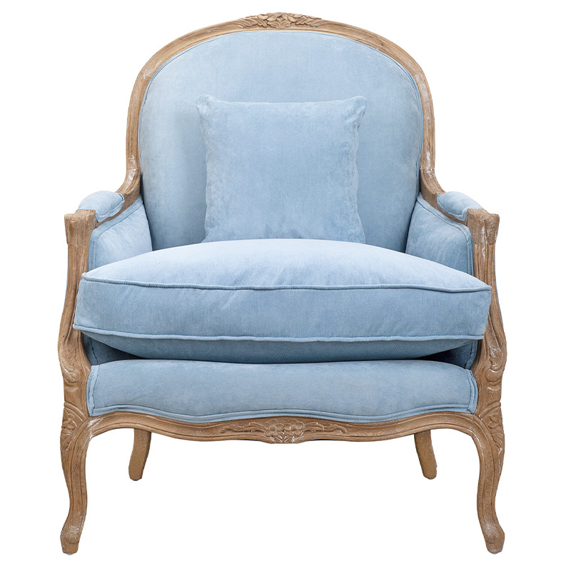 Кресло Ava Classical Armchair light blue velour Светло-голубой Коричневый в Кирове | Loft Concept 