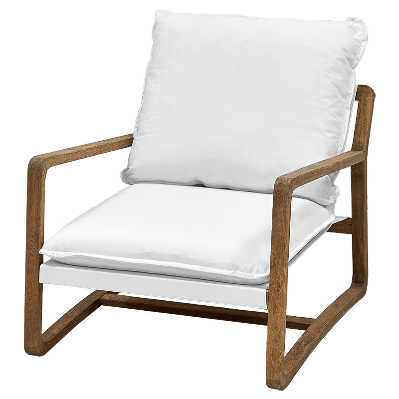 Белое кресло Loan Armchair с каркасом из массива дуба Белый Светлый дуб в Кирове | Loft Concept 