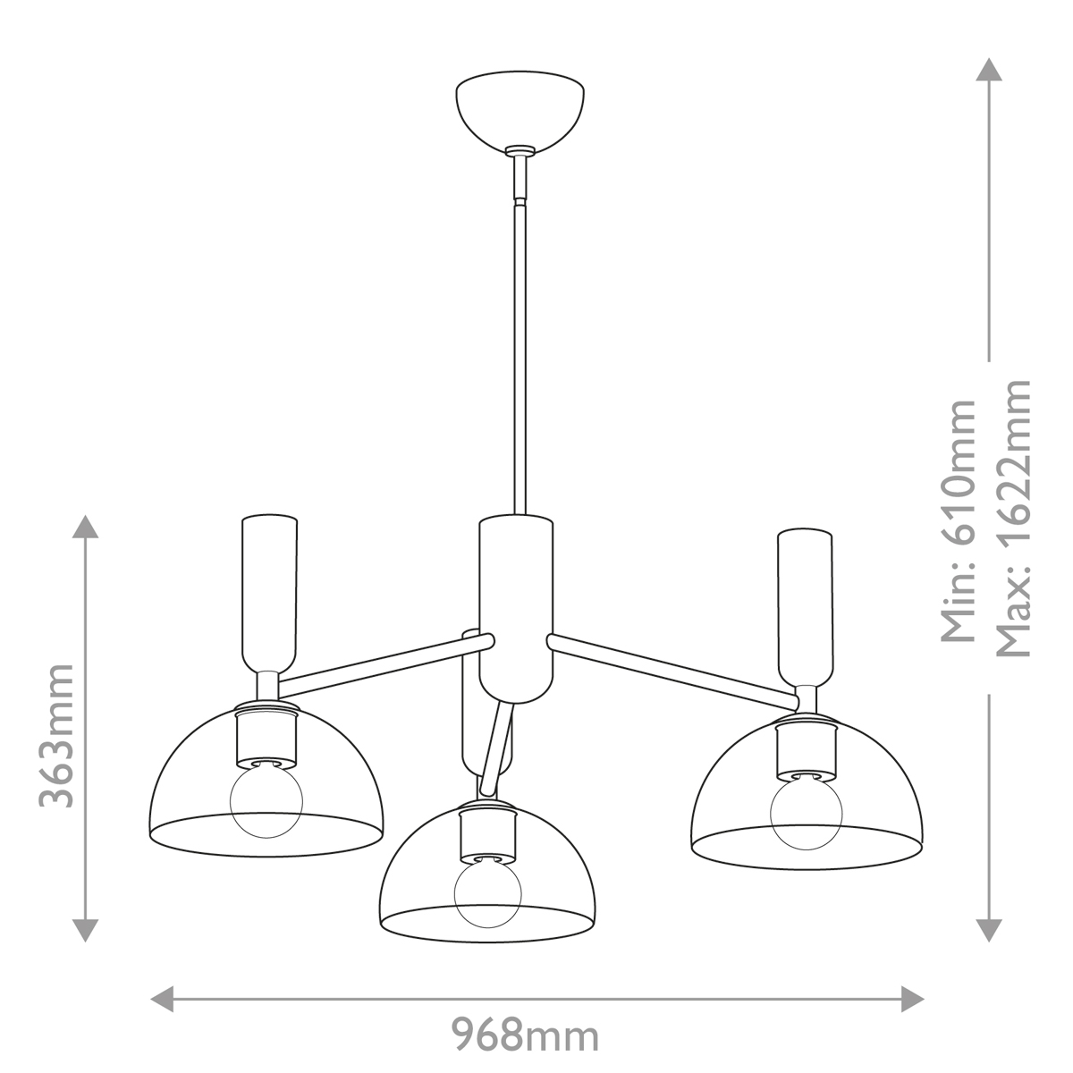 Люстра с 3-мя прозрачными полусферическими плафонами из стекла Alora Mood в Кирове