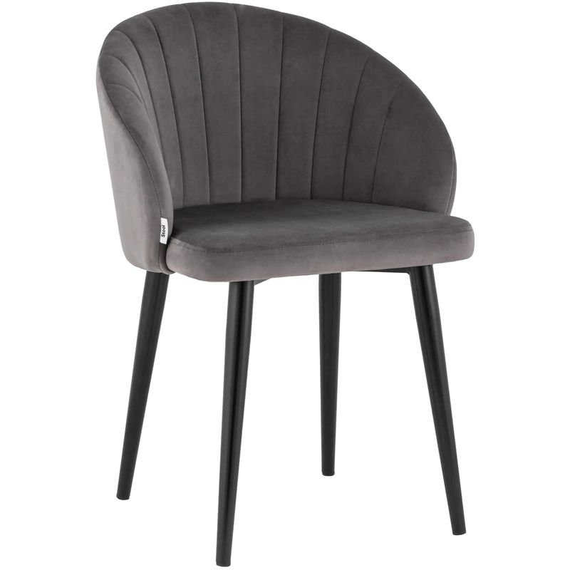 Стул Balsari Chair Серый Велюр Серый Черный Стул Balsari Chair Серый Велюр Серый Черный в Кирове | Loft Concept